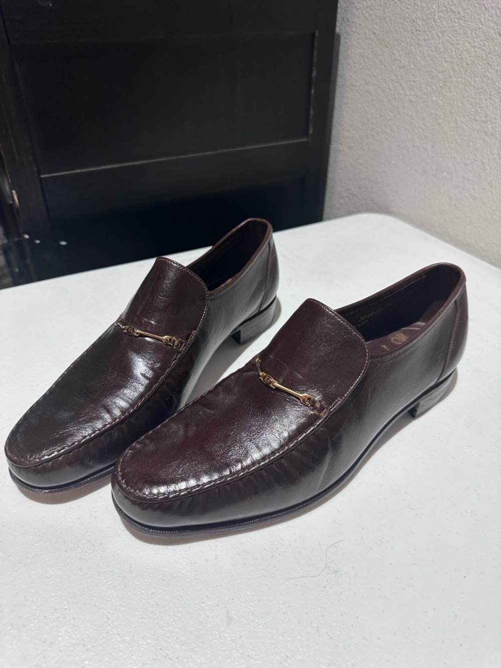 Florsheim Royal Imperial Horse Bit Loafer Dress Shoes Brown Leather 9.5 E